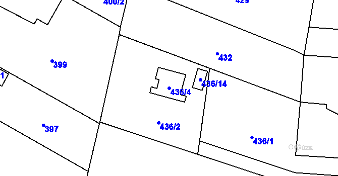 Parcela st. 436/4 v KÚ Ostrá, Katastrální mapa