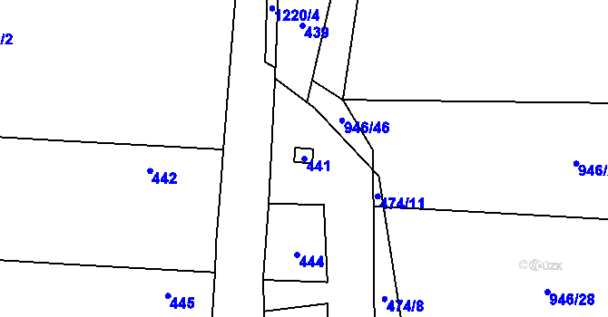 Parcela st. 441 v KÚ Ostrá, Katastrální mapa