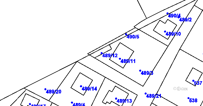 Parcela st. 489/12 v KÚ Ostrá, Katastrální mapa