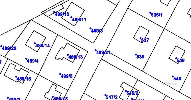 Parcela st. 489/21 v KÚ Ostrá, Katastrální mapa