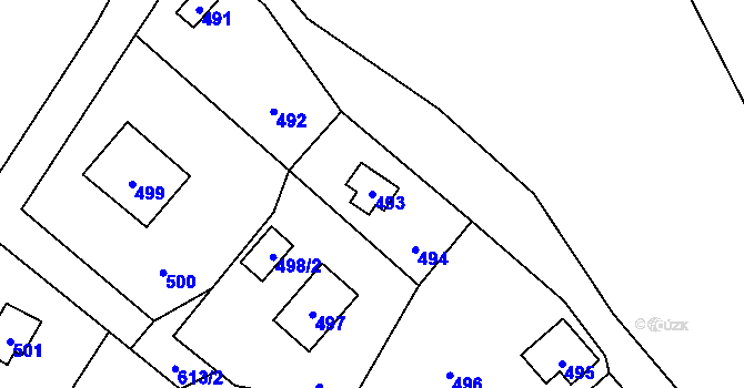 Parcela st. 493 v KÚ Ostrá, Katastrální mapa