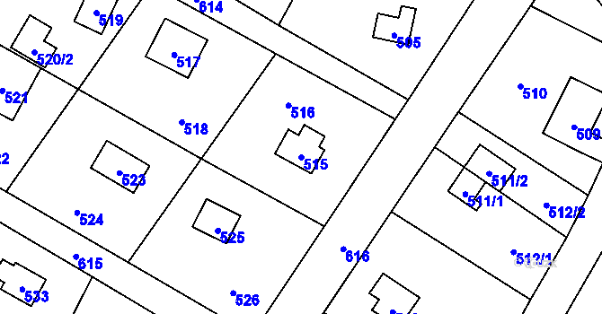 Parcela st. 515 v KÚ Ostrá, Katastrální mapa