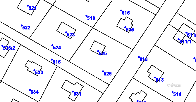 Parcela st. 525 v KÚ Ostrá, Katastrální mapa