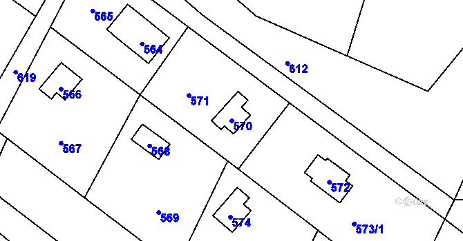 Parcela st. 570 v KÚ Ostrá, Katastrální mapa