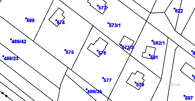 Parcela st. 576 v KÚ Ostrá, Katastrální mapa