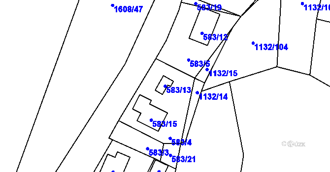 Parcela st. 583/13 v KÚ Ostrá, Katastrální mapa
