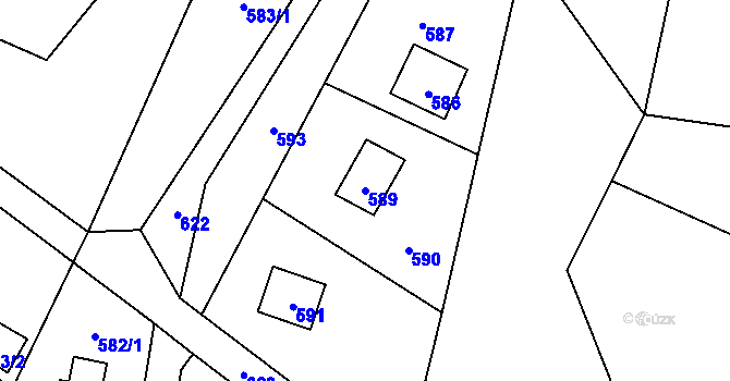 Parcela st. 589 v KÚ Ostrá, Katastrální mapa