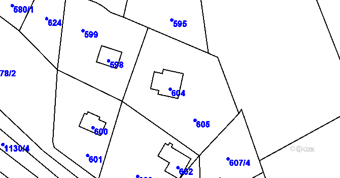 Parcela st. 604 v KÚ Ostrá, Katastrální mapa