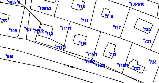 Parcela st. 714 v KÚ Ostrá, Katastrální mapa