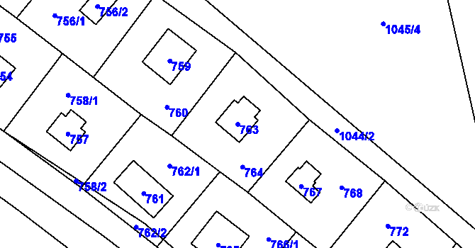 Parcela st. 763 v KÚ Ostrá, Katastrální mapa