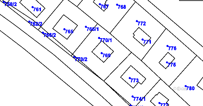 Parcela st. 769 v KÚ Ostrá, Katastrální mapa