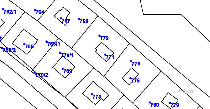 Parcela st. 771 v KÚ Ostrá, Katastrální mapa