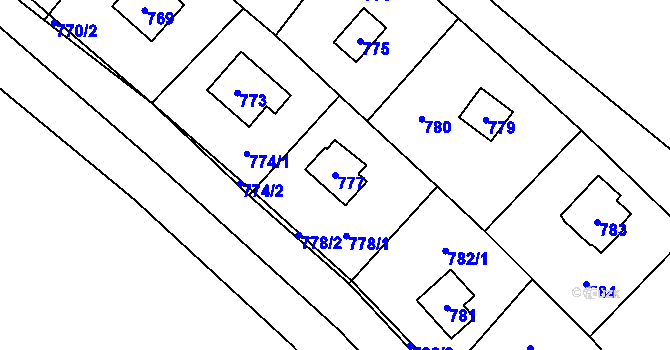 Parcela st. 777 v KÚ Ostrá, Katastrální mapa