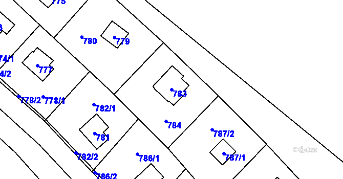 Parcela st. 783 v KÚ Ostrá, Katastrální mapa