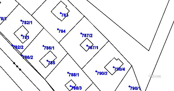 Parcela st. 787/1 v KÚ Ostrá, Katastrální mapa