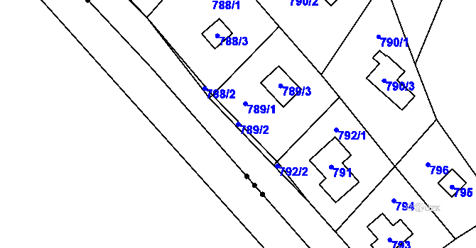 Parcela st. 789/2 v KÚ Ostrá, Katastrální mapa
