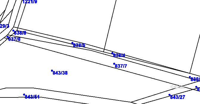 Parcela st. 838 v KÚ Ostrá, Katastrální mapa