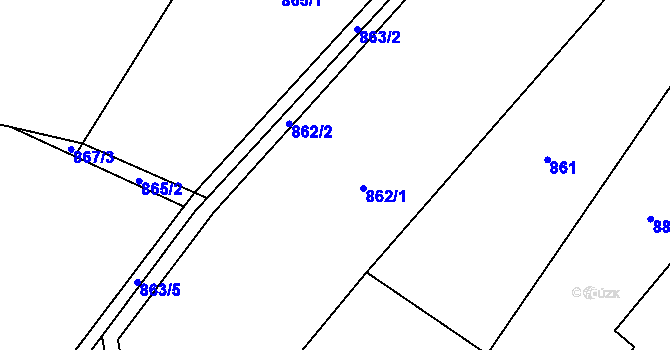 Parcela st. 862 v KÚ Ostrá, Katastrální mapa