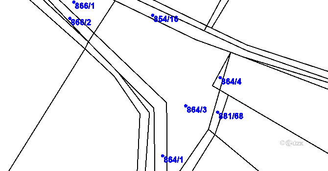 Parcela st. 864 v KÚ Ostrá, Katastrální mapa