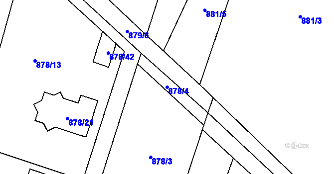 Parcela st. 878/4 v KÚ Ostrá, Katastrální mapa