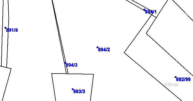 Parcela st. 894 v KÚ Ostrá, Katastrální mapa