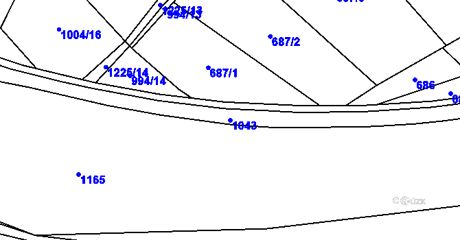 Parcela st. 1043 v KÚ Ostrá, Katastrální mapa