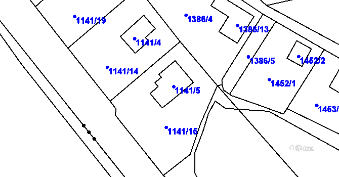 Parcela st. 1141/5 v KÚ Ostrá, Katastrální mapa