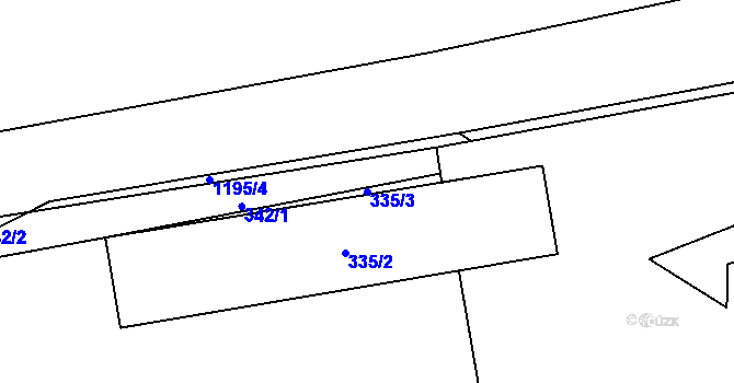 Parcela st. 335/3 v KÚ Ostrá, Katastrální mapa