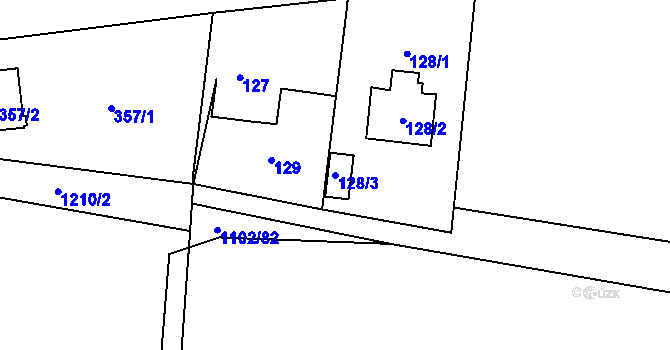 Parcela st. 128/3 v KÚ Ostrá, Katastrální mapa