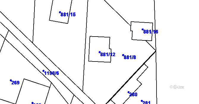 Parcela st. 881/12 v KÚ Ostrá, Katastrální mapa
