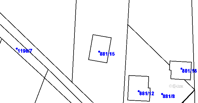 Parcela st. 881/15 v KÚ Ostrá, Katastrální mapa