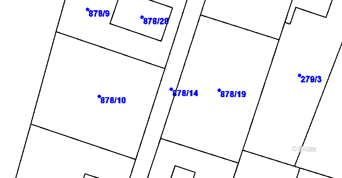 Parcela st. 878/14 v KÚ Ostrá, Katastrální mapa