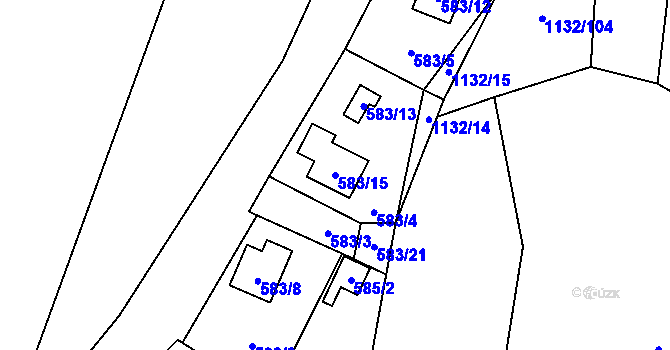 Parcela st. 583/15 v KÚ Ostrá, Katastrální mapa