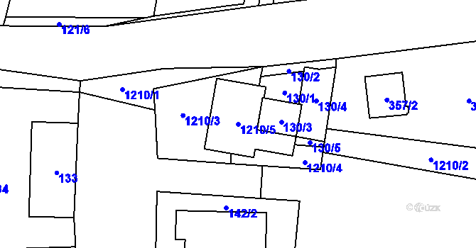 Parcela st. 1210/5 v KÚ Ostrá, Katastrální mapa