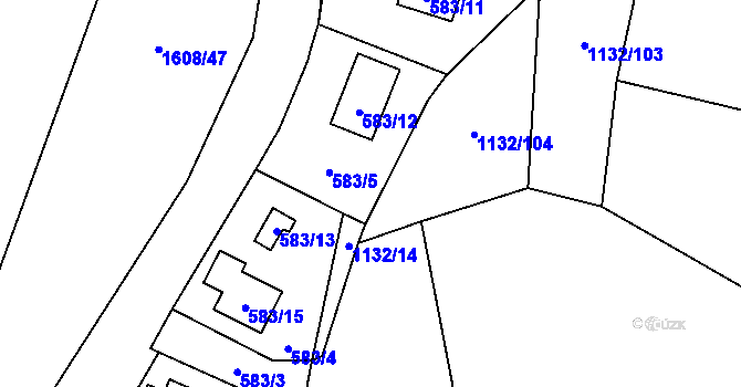 Parcela st. 1132/15 v KÚ Ostrá, Katastrální mapa