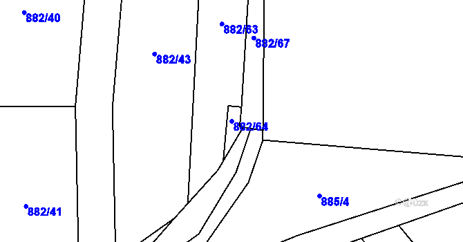Parcela st. 882/64 v KÚ Ostrá, Katastrální mapa