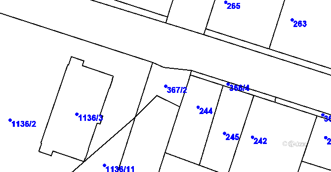 Parcela st. 367/2 v KÚ Ostrá, Katastrální mapa