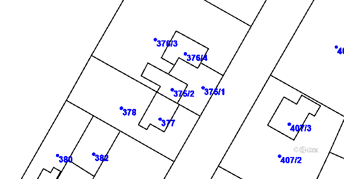 Parcela st. 375/2 v KÚ Ostrá, Katastrální mapa