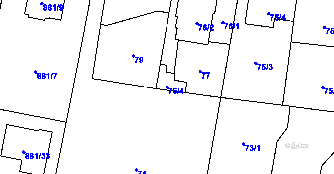 Parcela st. 76/4 v KÚ Ostrá, Katastrální mapa