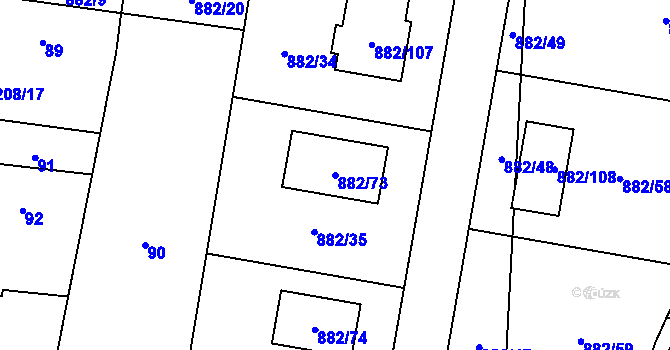 Parcela st. 882/73 v KÚ Ostrá, Katastrální mapa