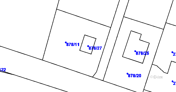 Parcela st. 878/27 v KÚ Ostrá, Katastrální mapa