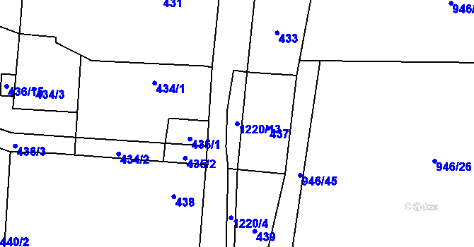 Parcela st. 1220/13 v KÚ Ostrá, Katastrální mapa