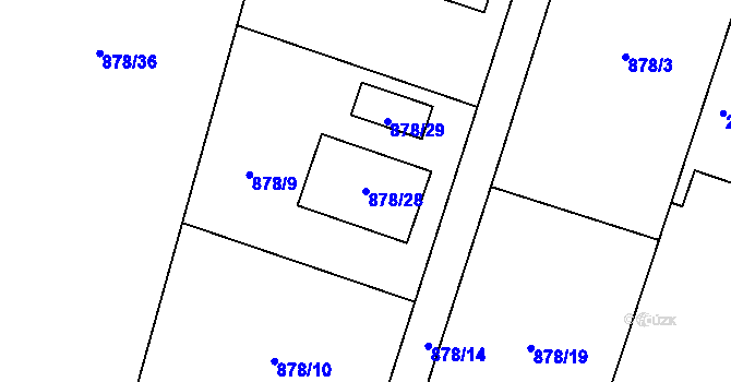 Parcela st. 878/28 v KÚ Ostrá, Katastrální mapa