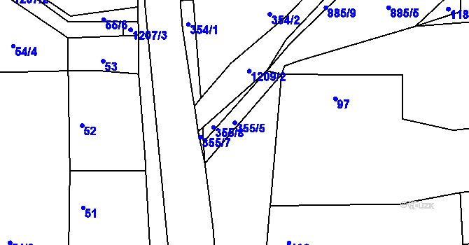 Parcela st. 355/5 v KÚ Ostrá, Katastrální mapa