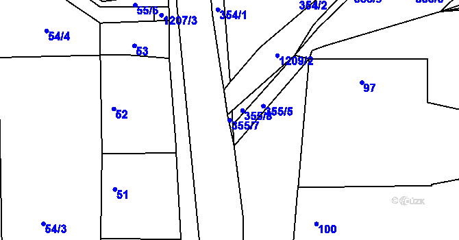 Parcela st. 355/7 v KÚ Ostrá, Katastrální mapa