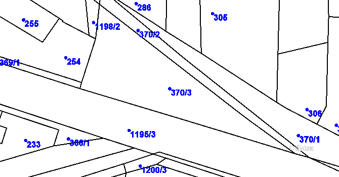 Parcela st. 370/3 v KÚ Ostrá, Katastrální mapa