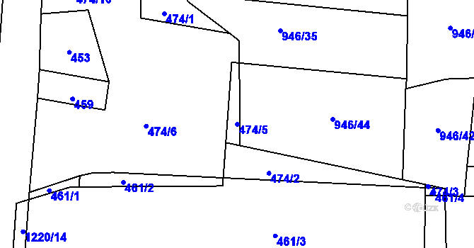 Parcela st. 474/5 v KÚ Ostrá, Katastrální mapa