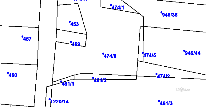 Parcela st. 474/6 v KÚ Ostrá, Katastrální mapa