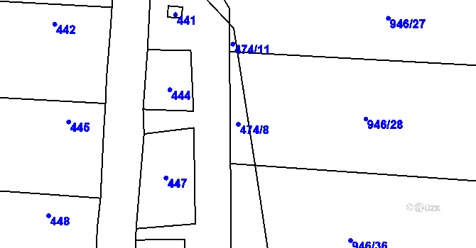 Parcela st. 474/8 v KÚ Ostrá, Katastrální mapa