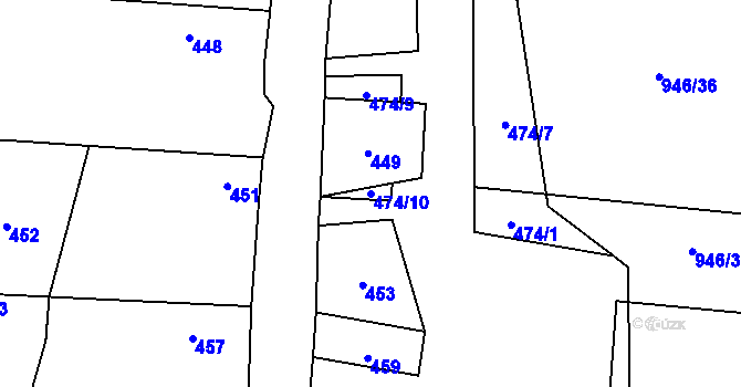 Parcela st. 474/10 v KÚ Ostrá, Katastrální mapa